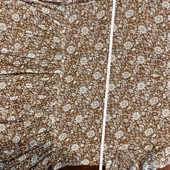 Sezane Olivia Long Sleeve Mini Dress in Flora Moka Brown Size 42 US 10 - Picture 13 of 13